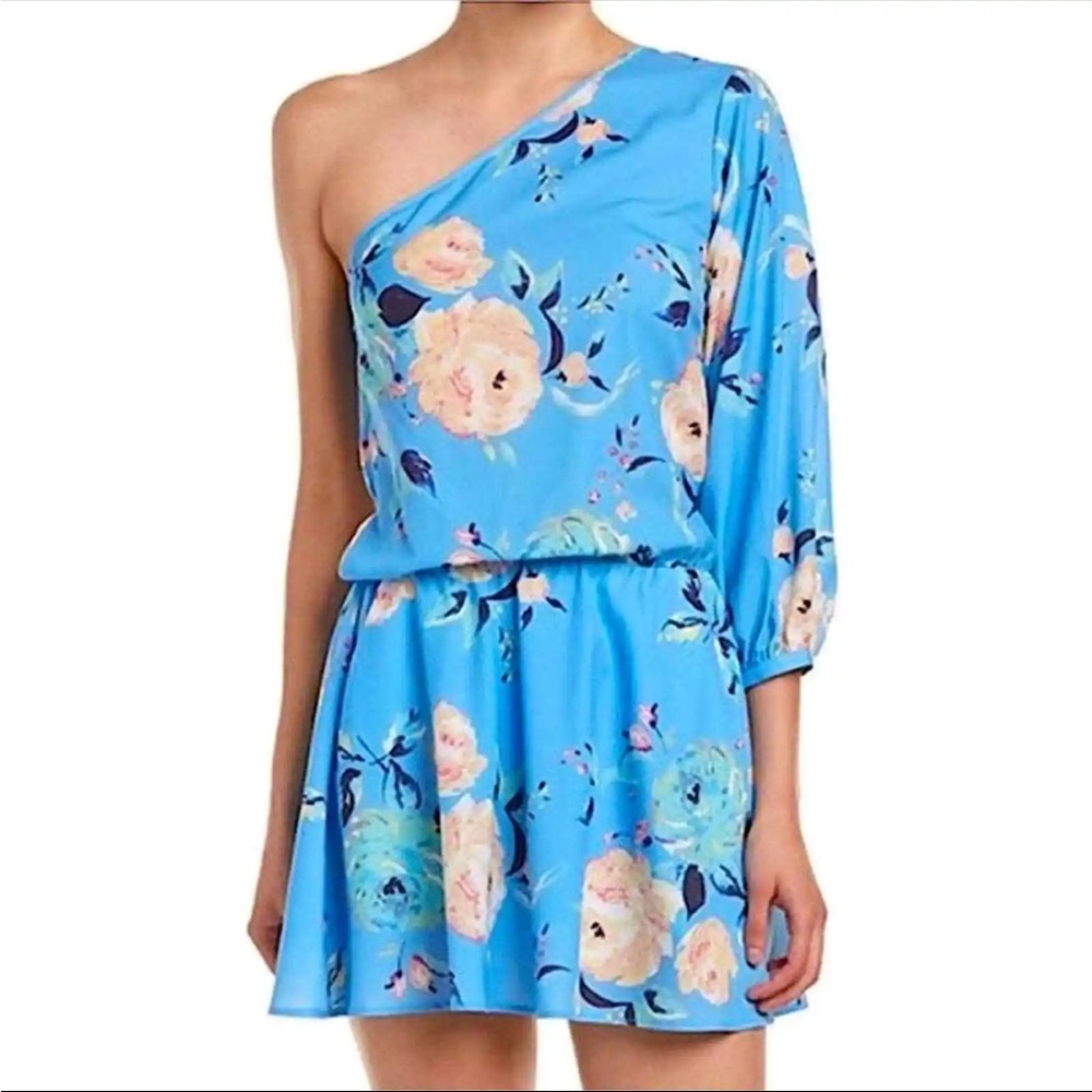 NWT Yumi Kim rose garden sky blue one shoulder dress - size medium